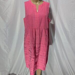 J Jill Love Linen Sleeveless Shift Dress Watermelon Pink Women's Small Beachy